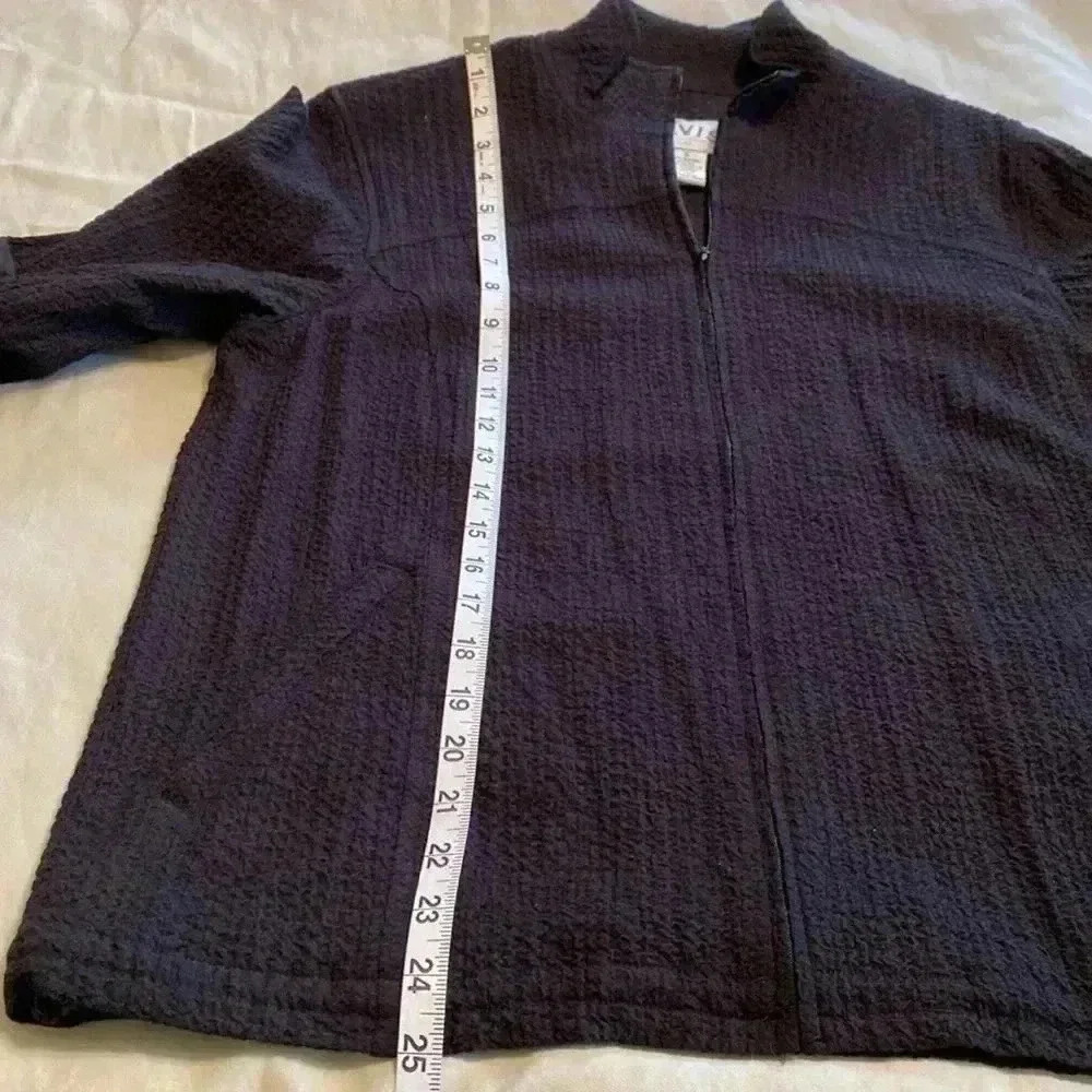 Orvis Black Crinkle Full Zip Jacket in Size Small.  Rayon Blend Fabric. - Picture 8 of 9